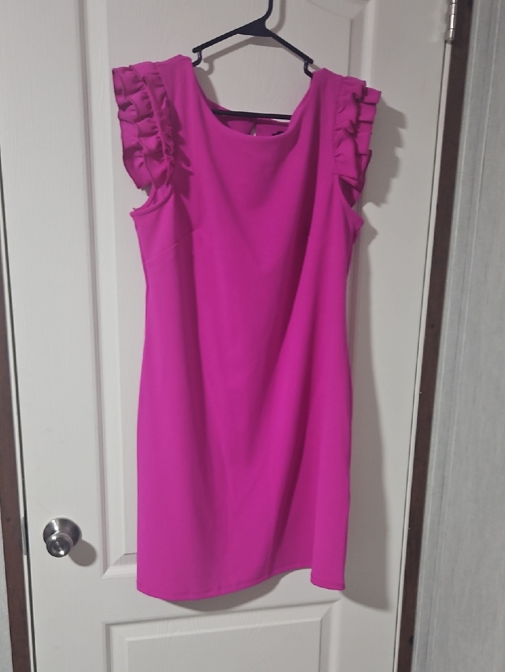 Perceptions Hot Pink Ruffle Sleeve Mini Dress